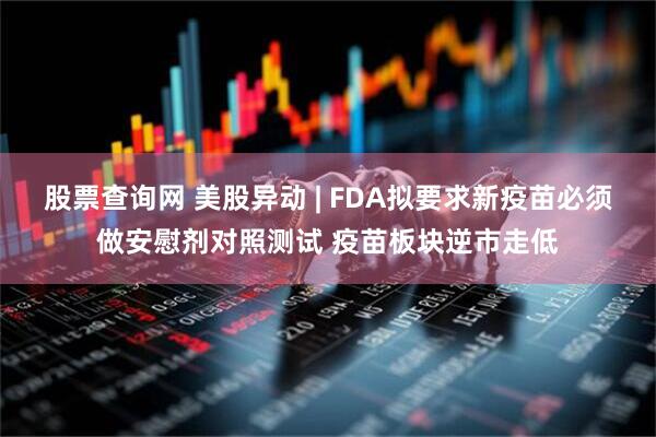股票查询网 美股异动 | FDA拟要求新疫苗必须做安慰剂对照测试 疫苗板块逆市走低
